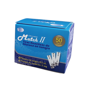 Tiras Reactivas Okmeter Match Ii 50 Tiras + 50 Lancetas